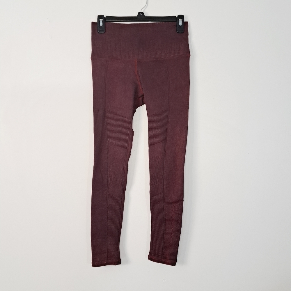Avocado Vintage Phoenix Fire Moto Leggings in Burgundy